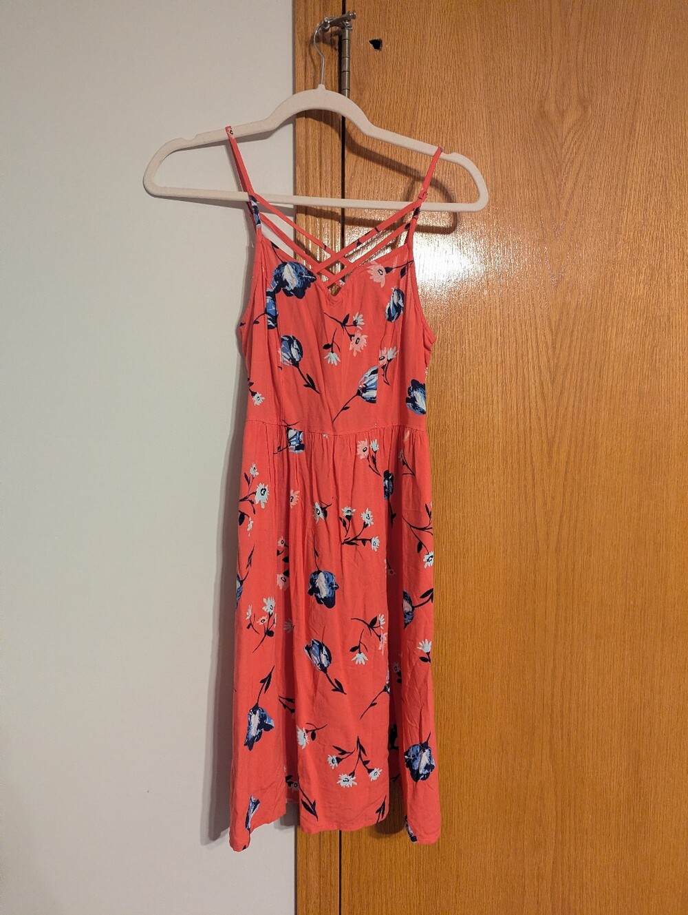 Coral Floral Strappy Sundress